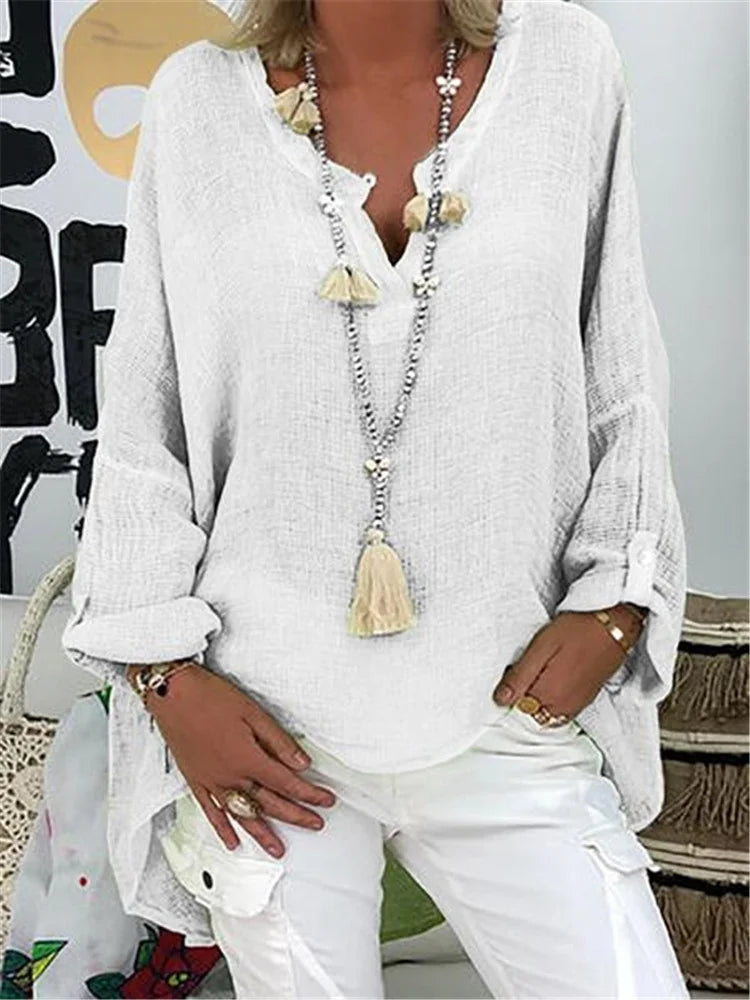 Talia | Basic Solid Long Sleeve Shirt