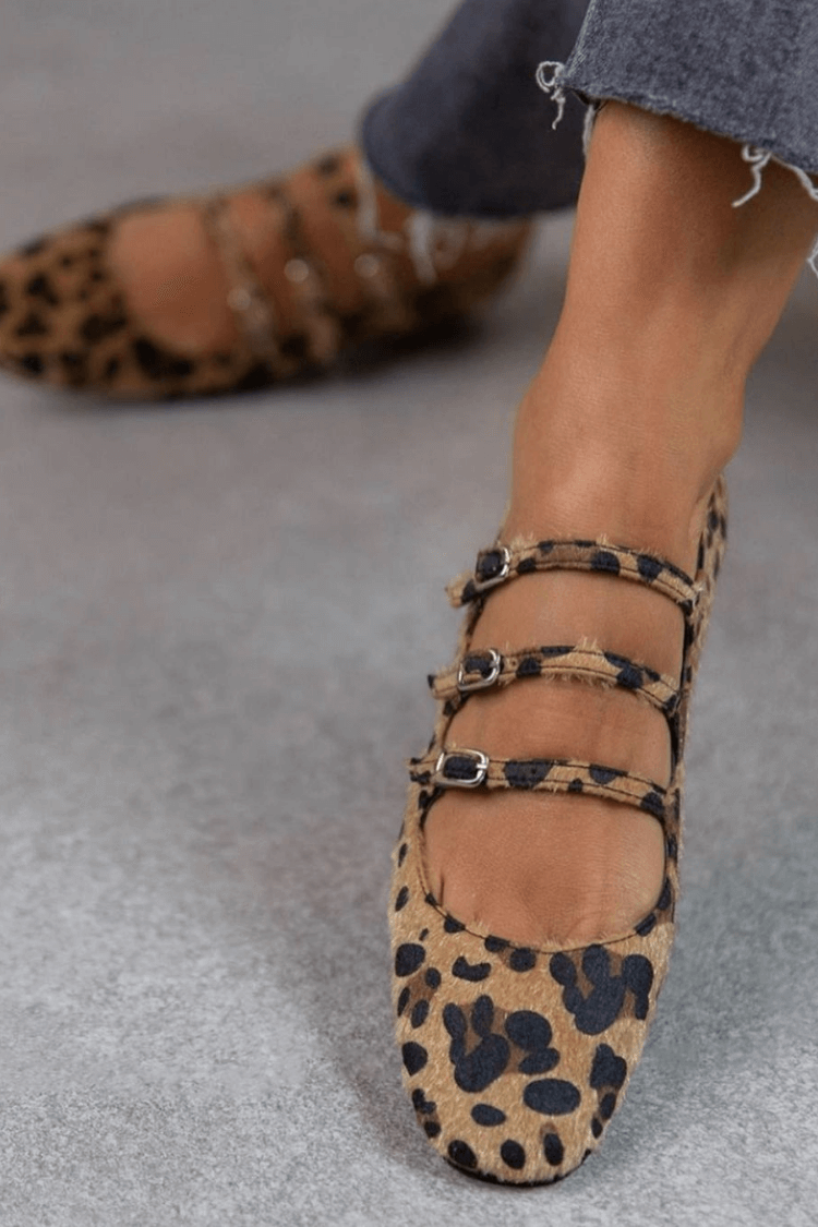 Talia | LEOPARD BUCKLE FLATS
