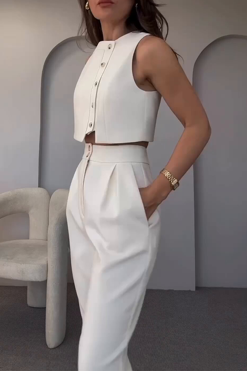 Talia | Casual Solid Color Sleeveless Two-Piece Set