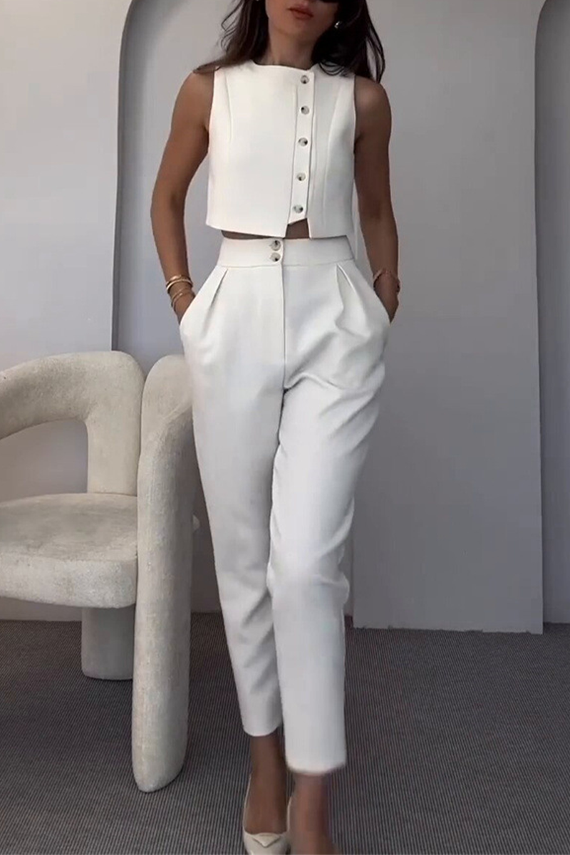 Talia | Casual Solid Color Sleeveless Two-Piece Set