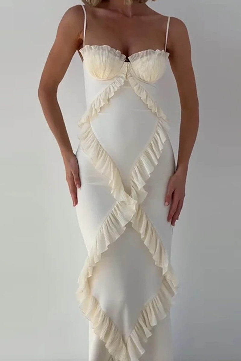 Talia | Sexy Patchwork Ruffle V-Neck Sling Dress