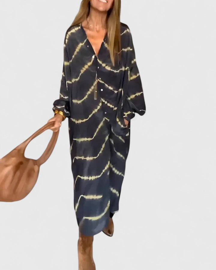 Talia | Elegant Boho Striped Maxi Dress