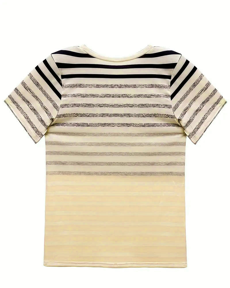 Talia | T-Shirt Round Neck Short Sleeve Striped