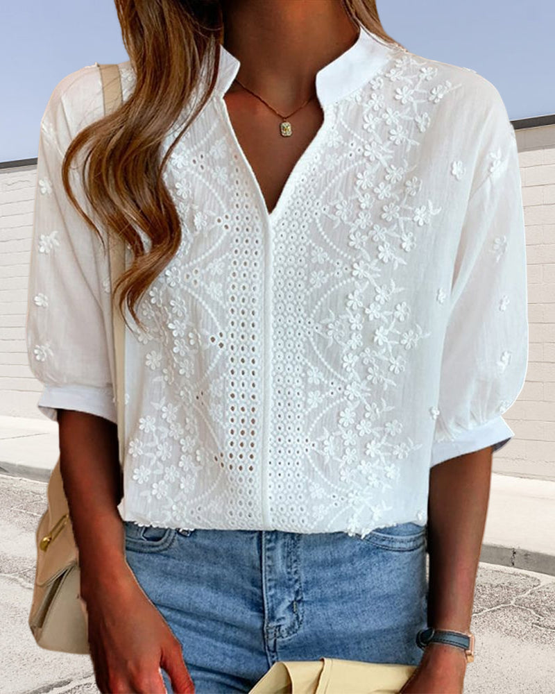 Talia | Puff Sleeves Lace Blouse