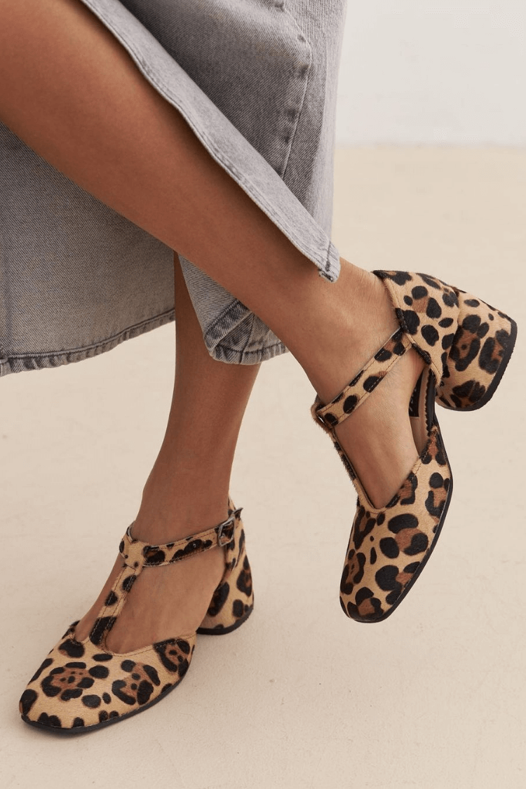 Talia | LEOPARD T-STRAP BLOCK HEELS