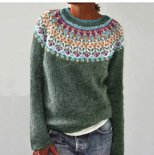 Talia | Retro Nordic Pattern Fall Sweater