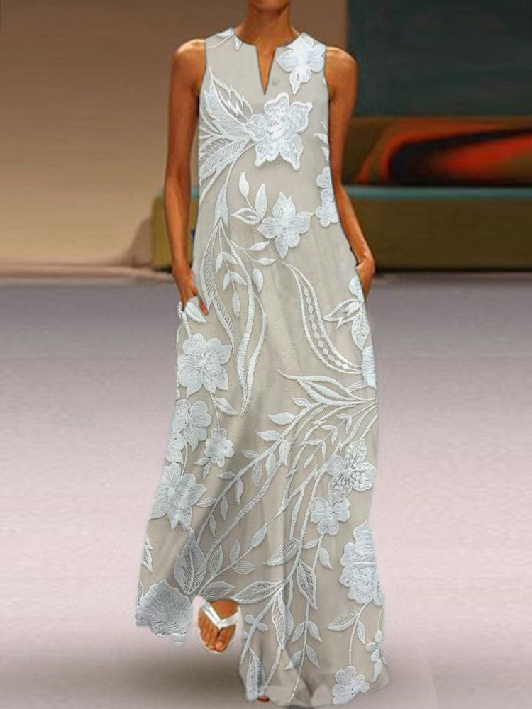 Talia | Elegant Sleeveless Luxe Printed Dress