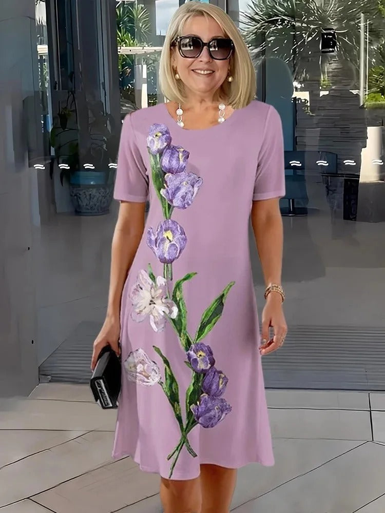 Talia | Comfortable Loose Printed Medium Dress