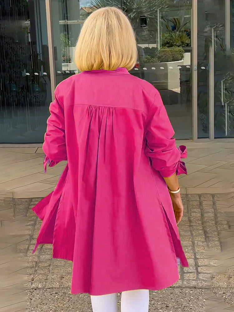 Talia | Gathered Back Cotton Shirt Jacket