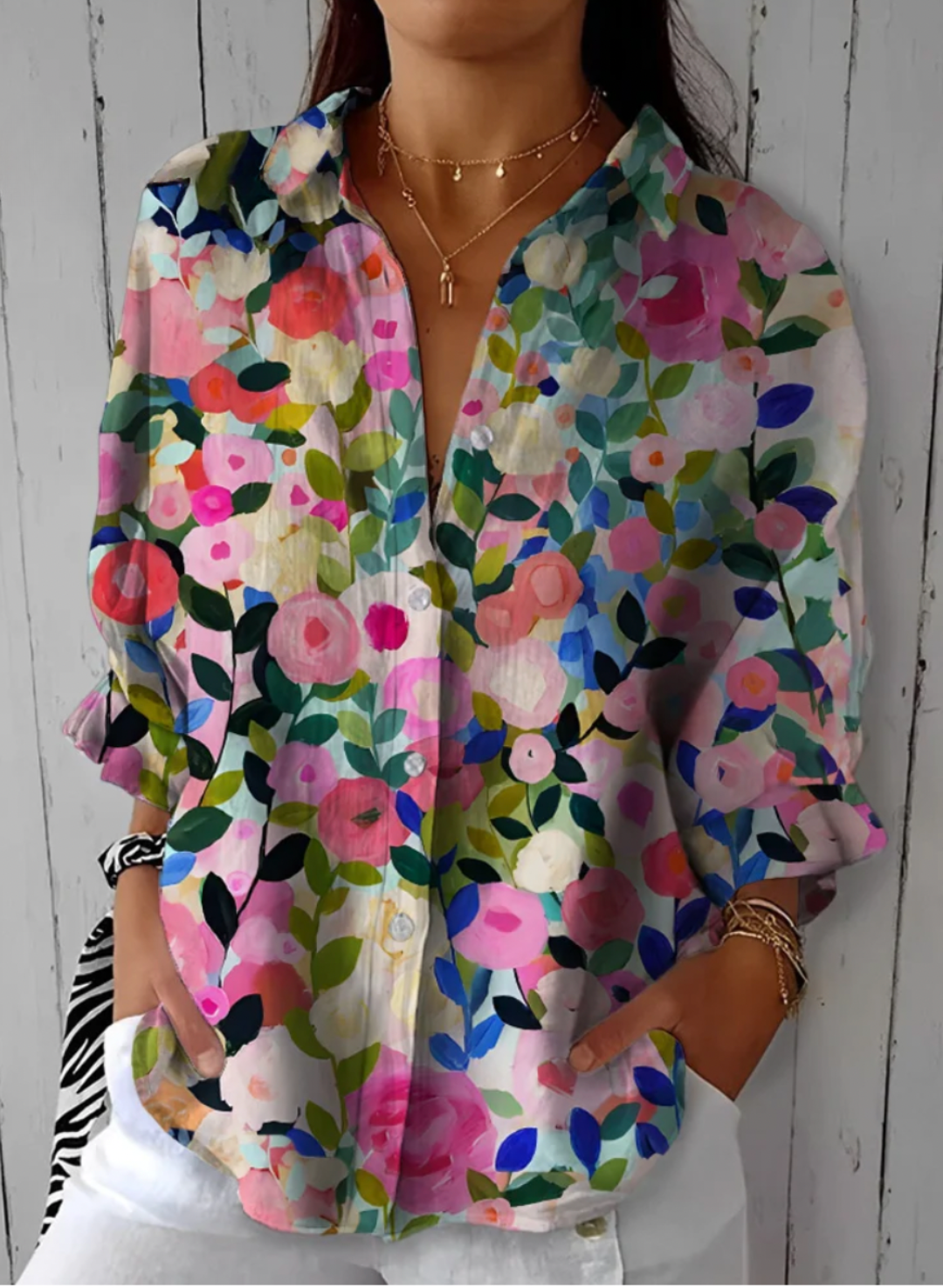 Talia | AURIONNA FLORA BLISS BUTTON-UP SHIRT