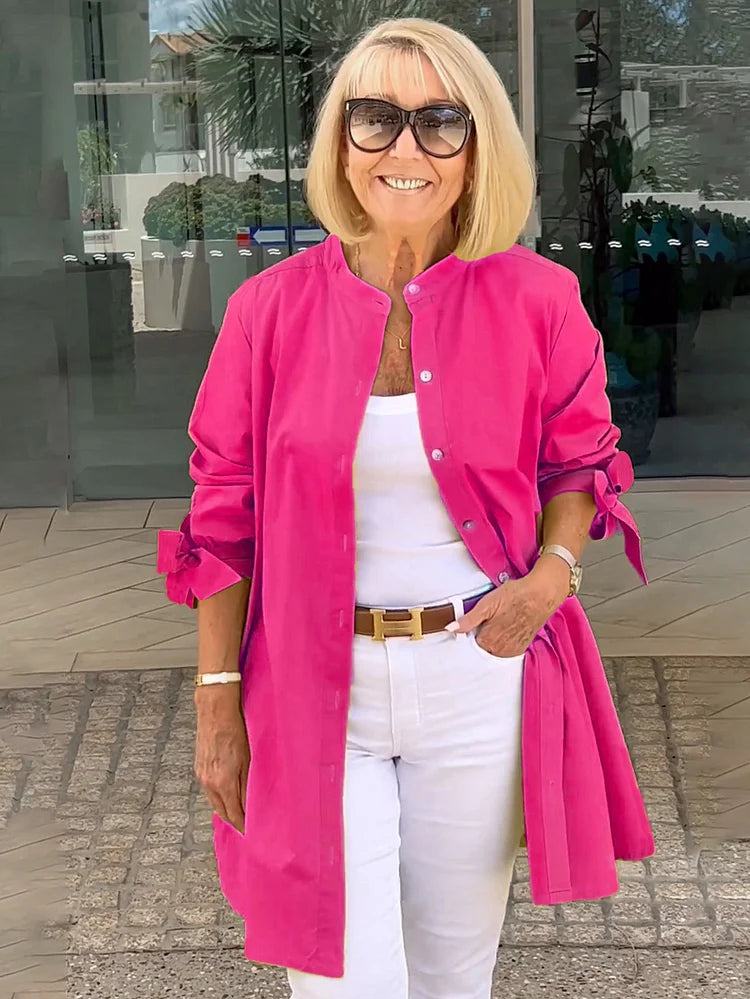 Talia | Gathered Back Cotton Shirt Jacket