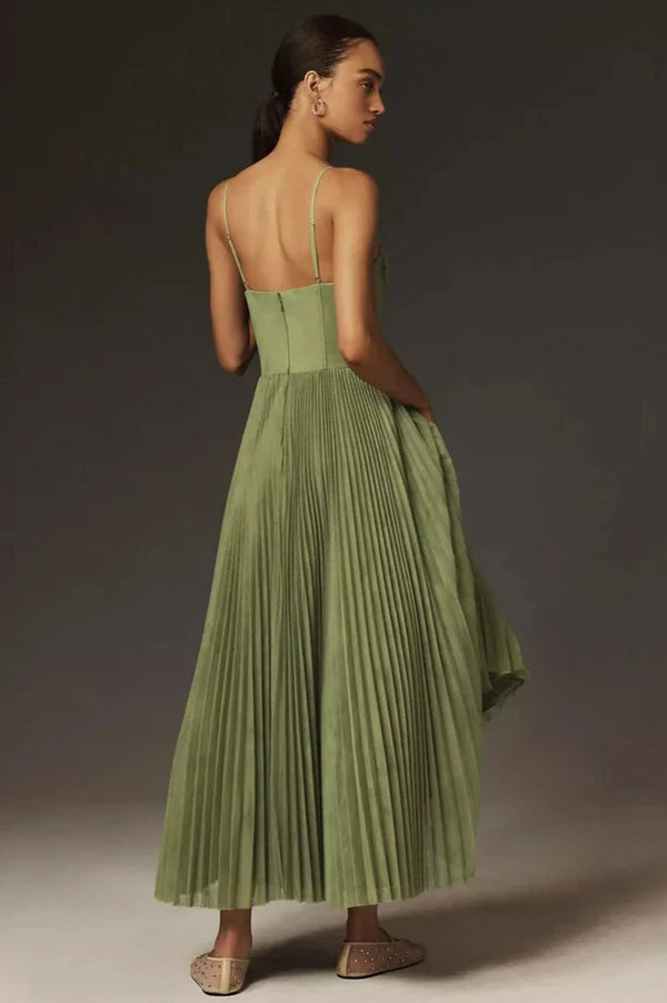 Talia | Elegant Pleated Dress with Spaghetti Straps