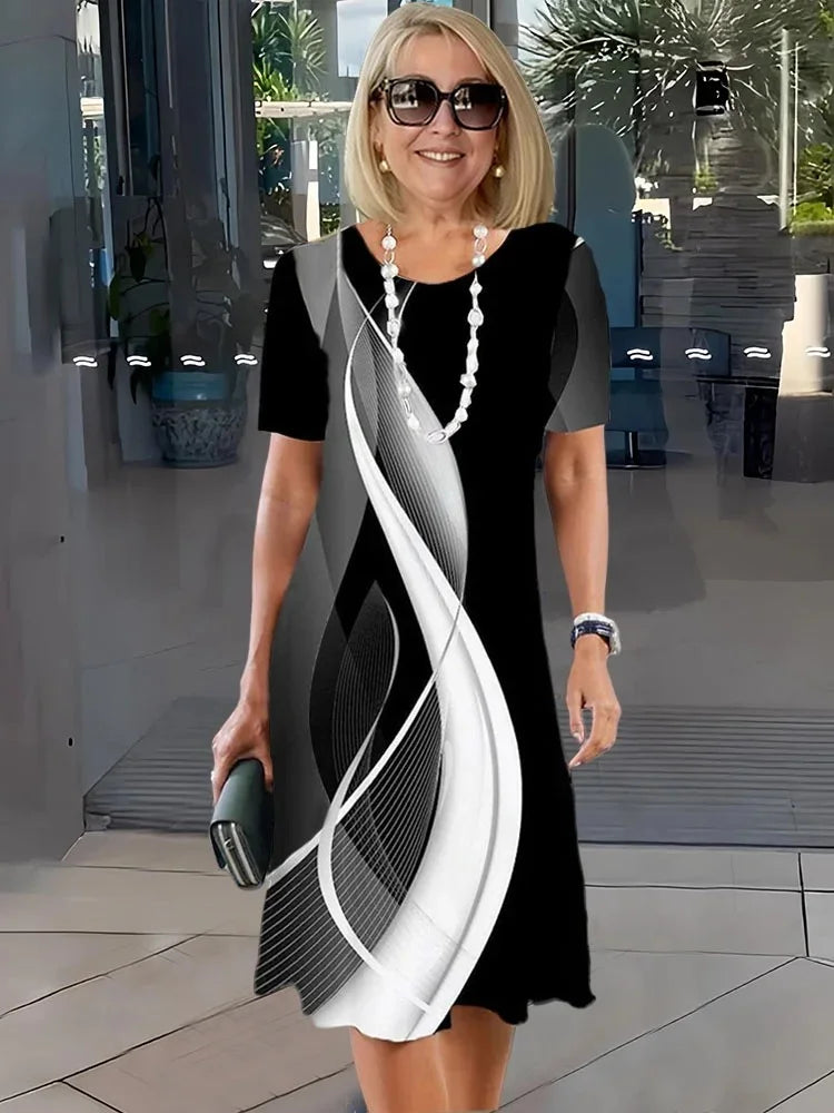 Talia | Comfortable Loose Printed Medium Dress