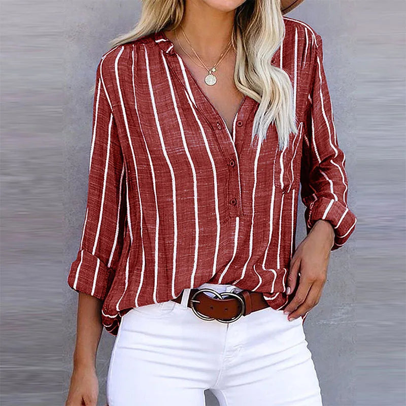 Talia | Striped Button-Up Shirt