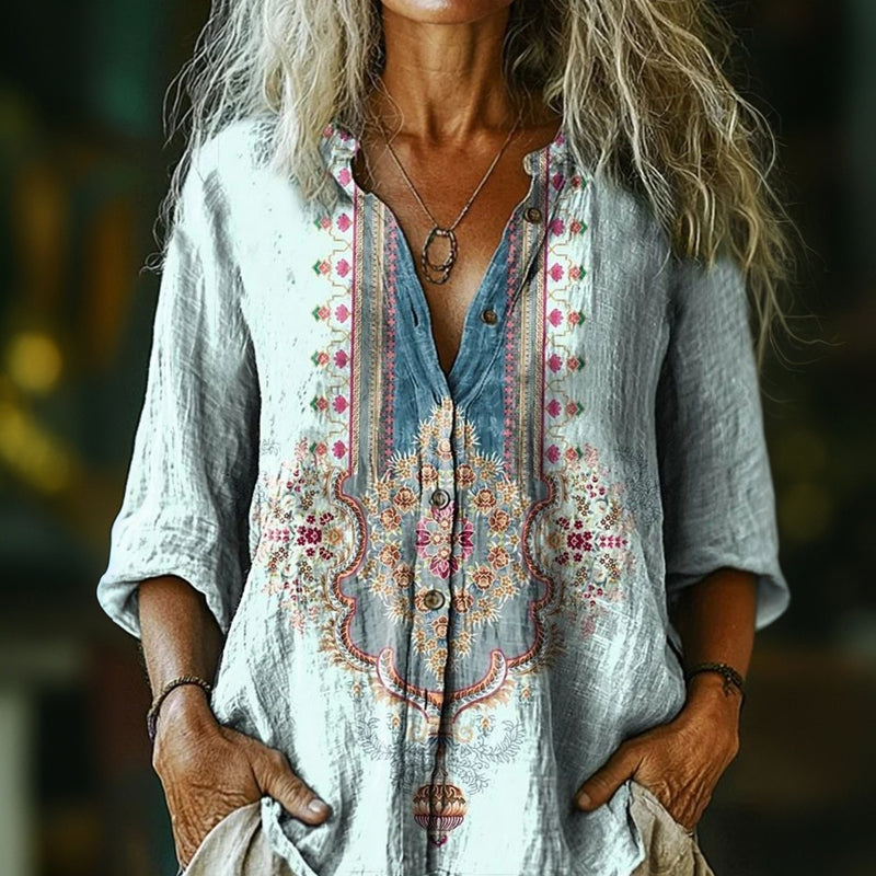 Talia | Ethnic Printed Blouse with Elegant Design