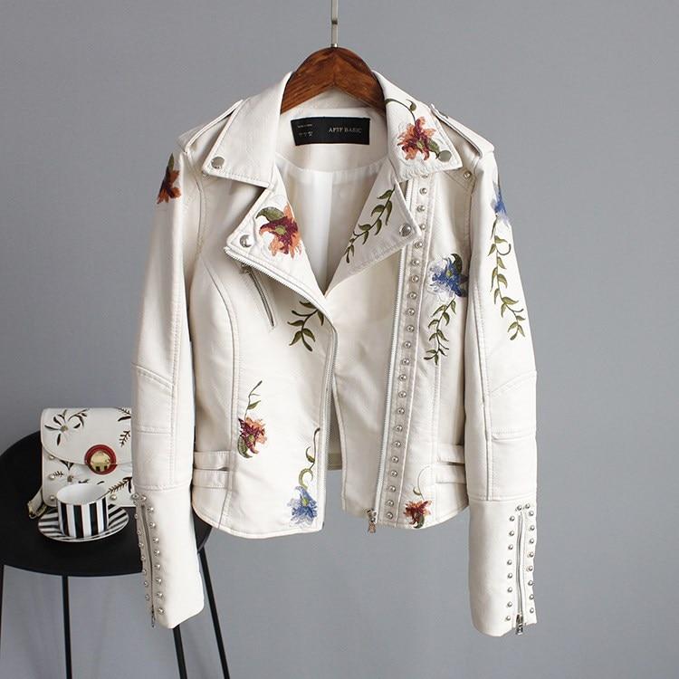 Talia | Trendy Embroidered Leather Jacket