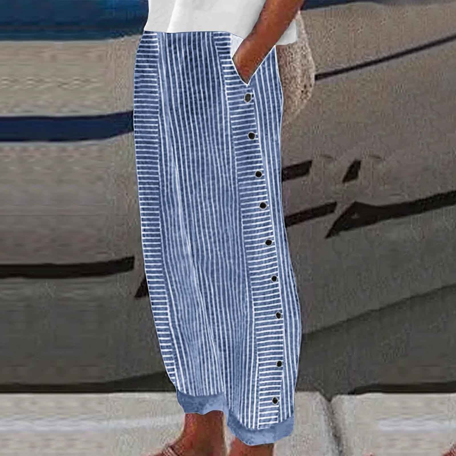 Talia | Vienna Striped Button-Accent Pants
