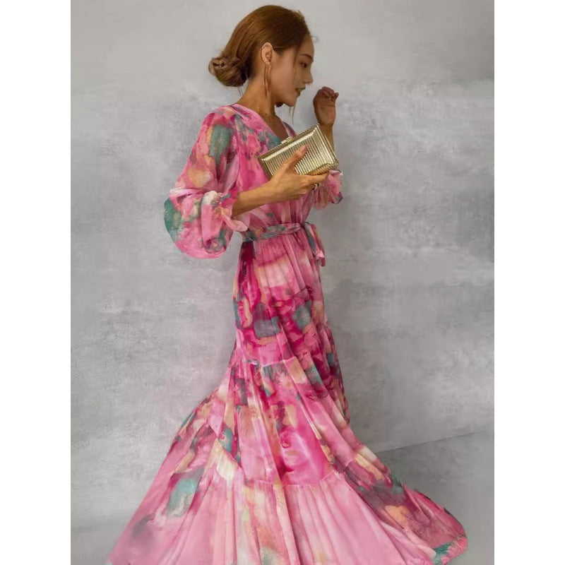 Talia | Elegant Floral V-Neck Dress