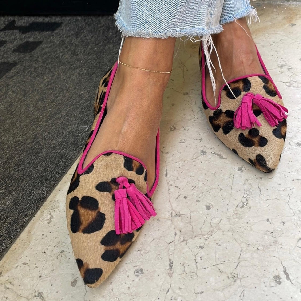 Talia | Animal Print Ballet Flats with Chic Tassels