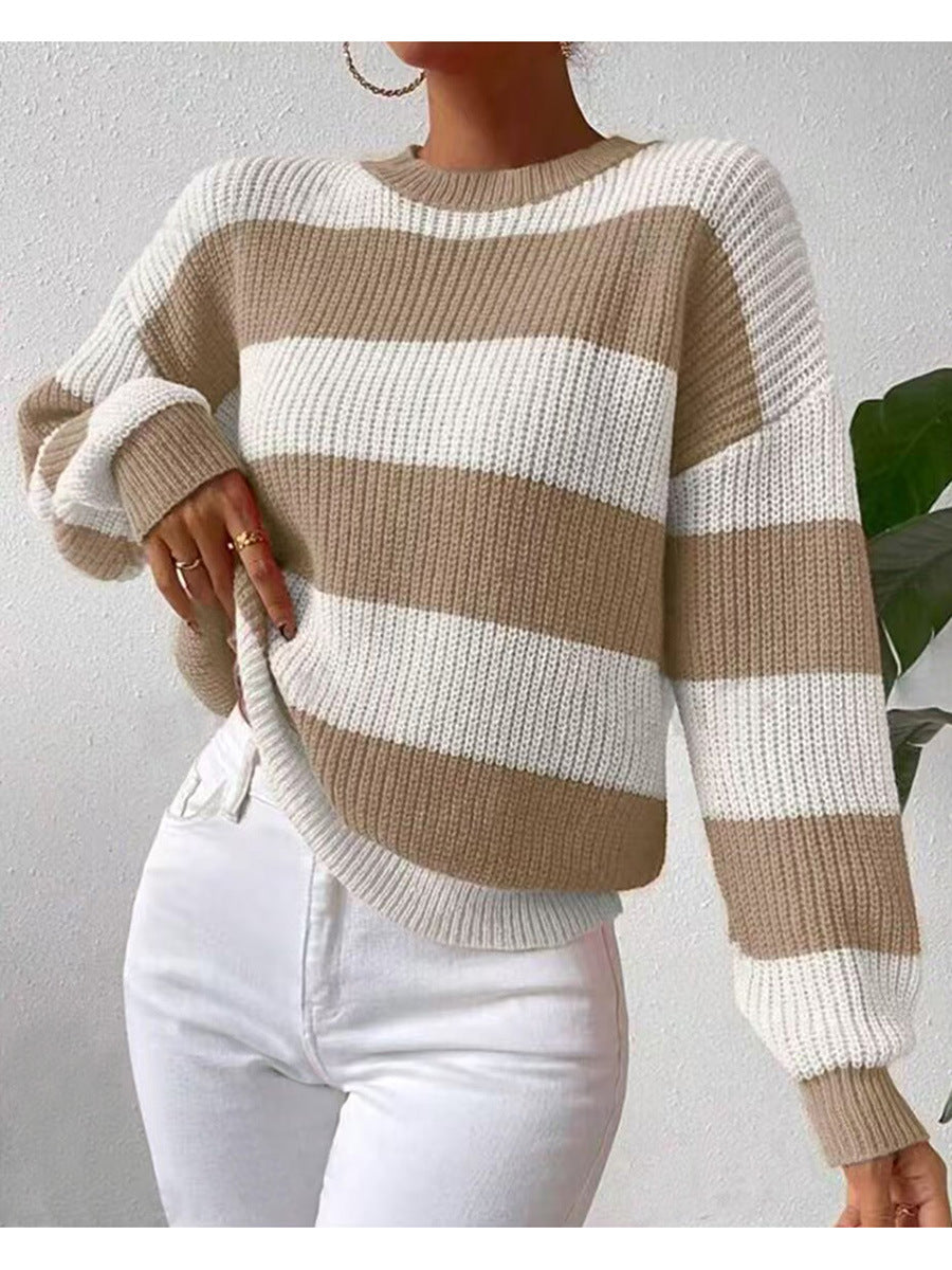Talia | Striped Long Sleeve Crew Neck Sweater