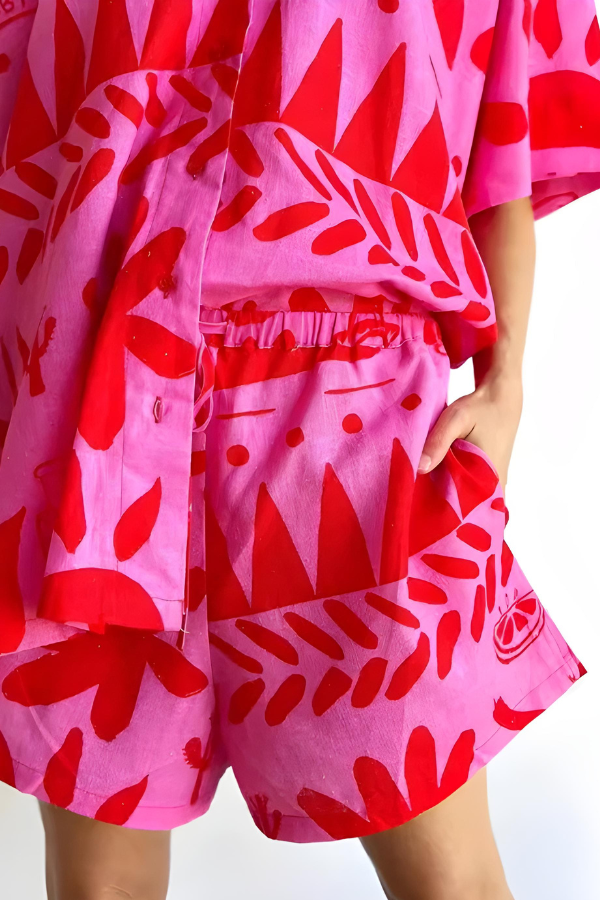 Talia | Vintage Graffiti 2 Pieces Shirt and Shorts Set