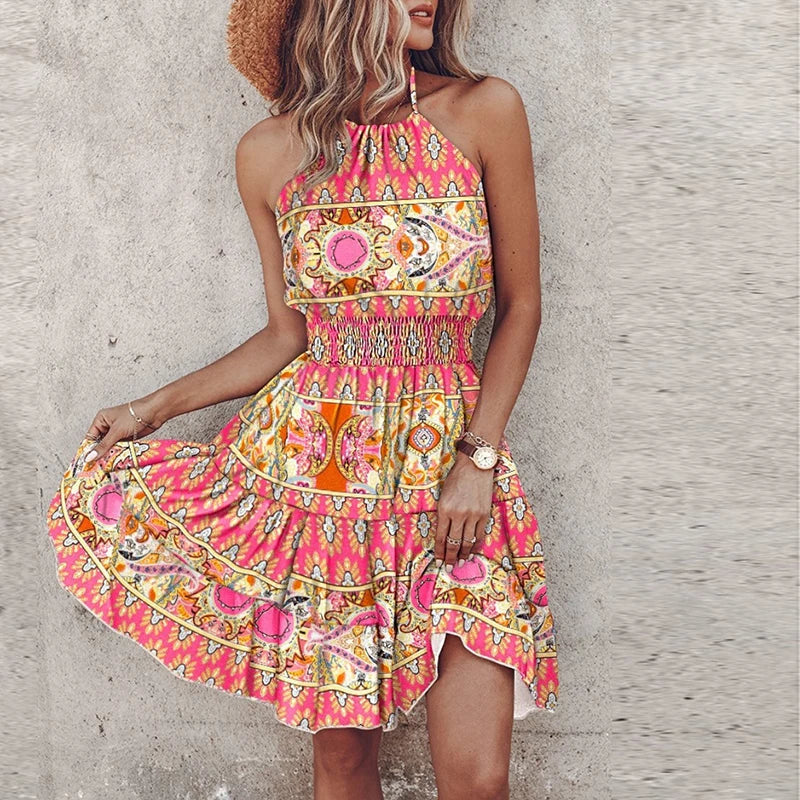 Talia | Colorful Bohemian V-Neck Midi Dress