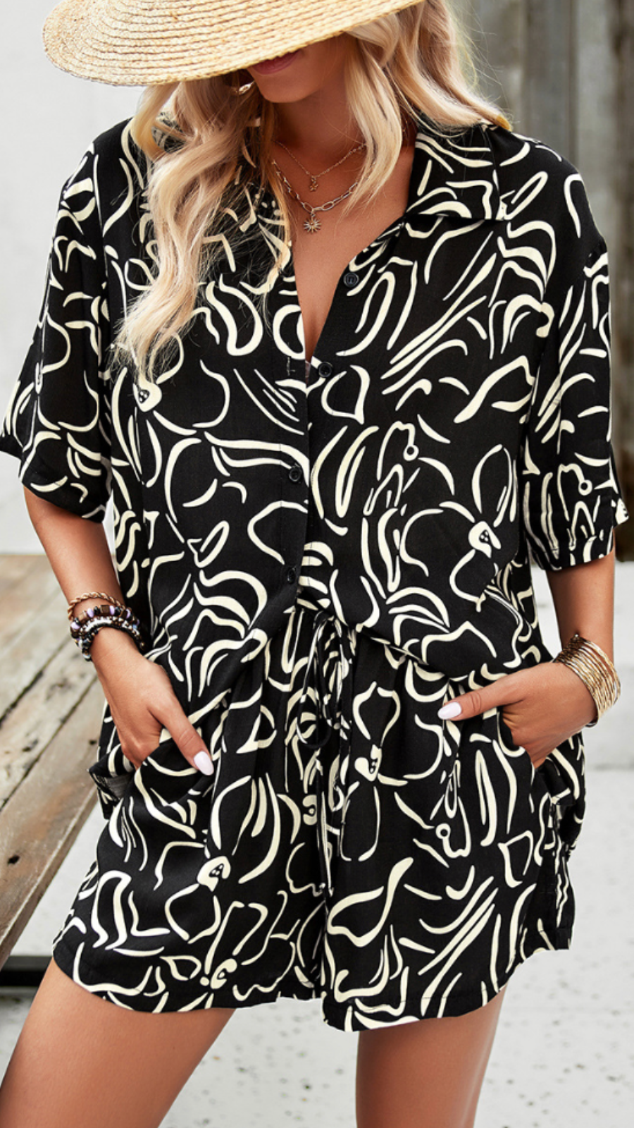 Talia | Summer Floral Printed Shirt and Shorts Set