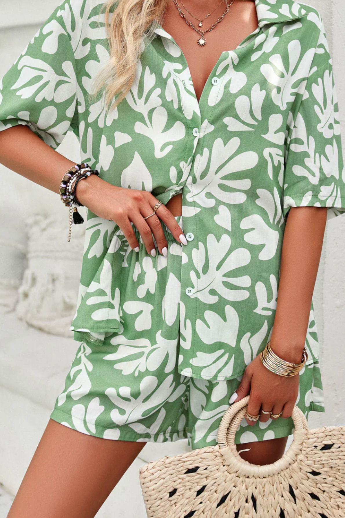 Talia | Summer Floral Printed Shirt and Shorts Set