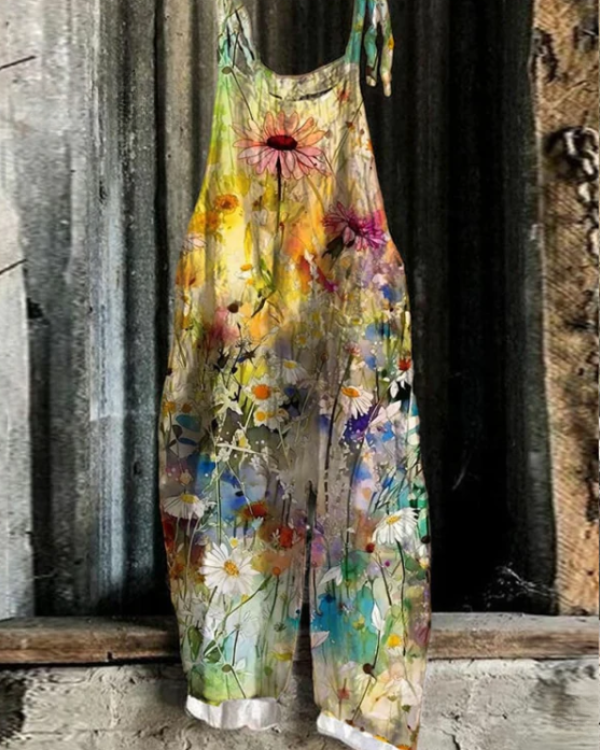 Talia | Daisy Floral Art Loose Jumpsuit