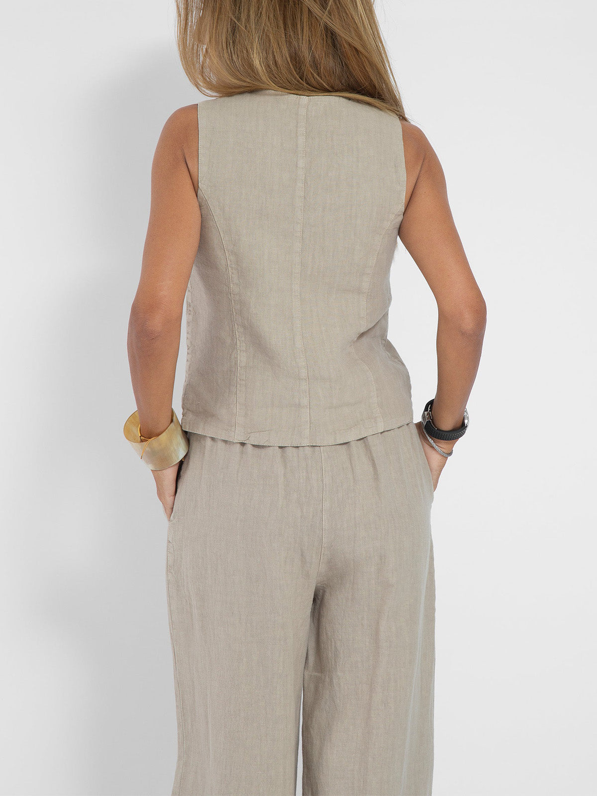 Talia | Buttoned Vest & Wide-Leg Trousers Set