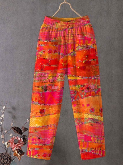 Talia | Vintage Art Print Casual Cotton and Linen