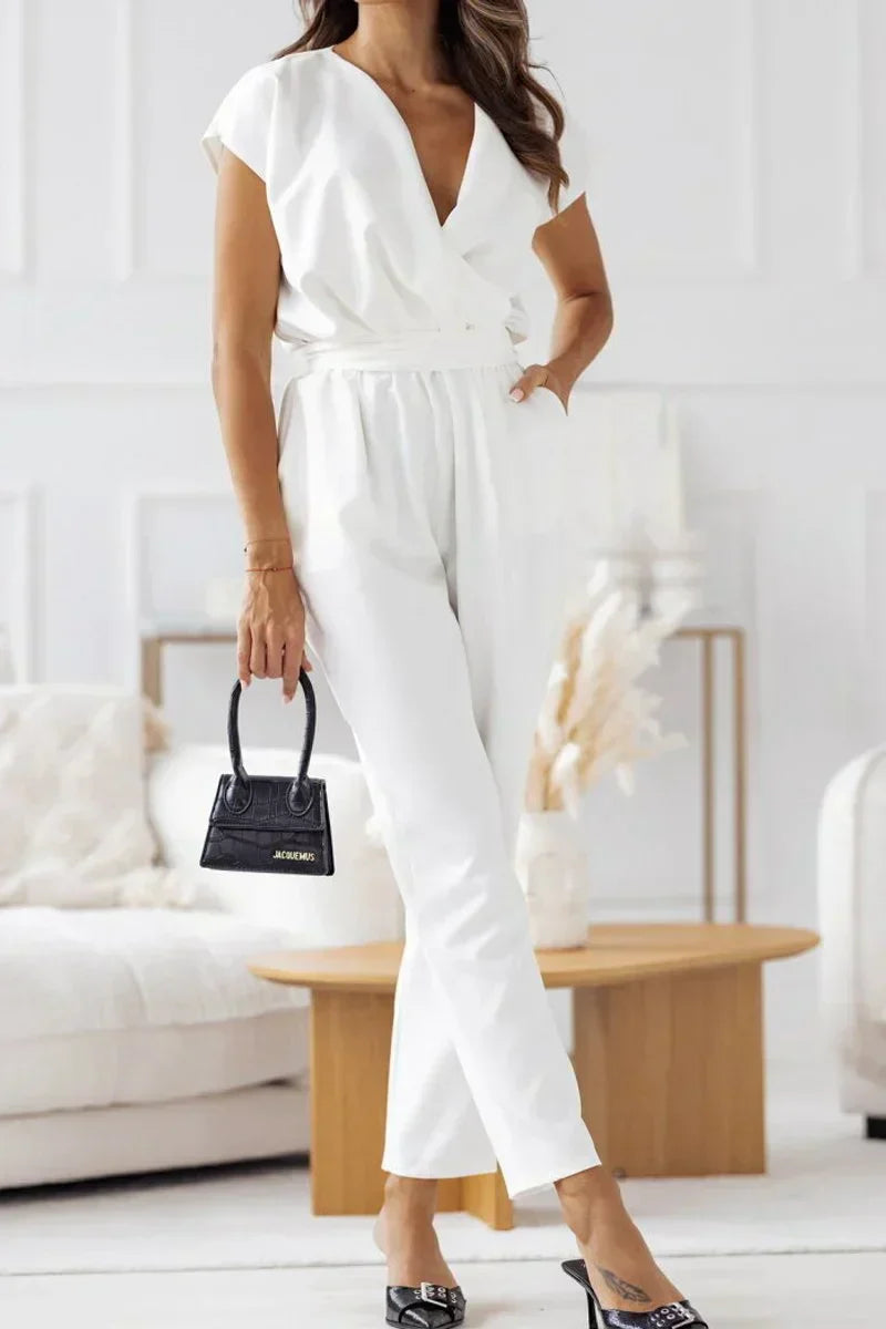 Talia | Short Sleeve V-Neck Jumpsuit