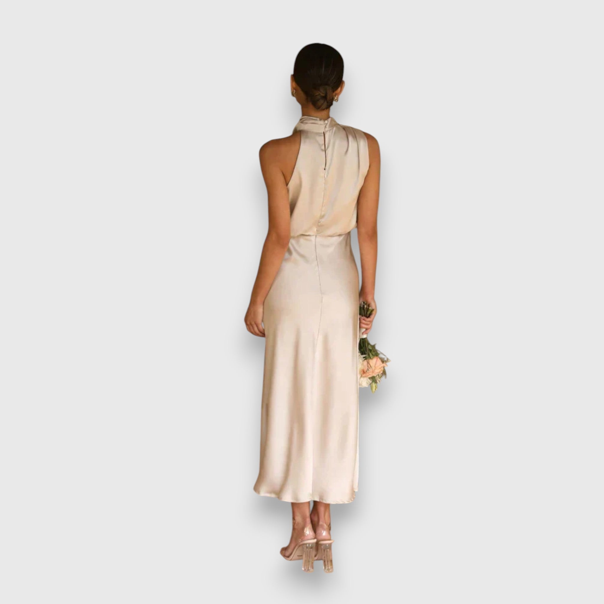 Talia | Elegant Satin Halter Dress