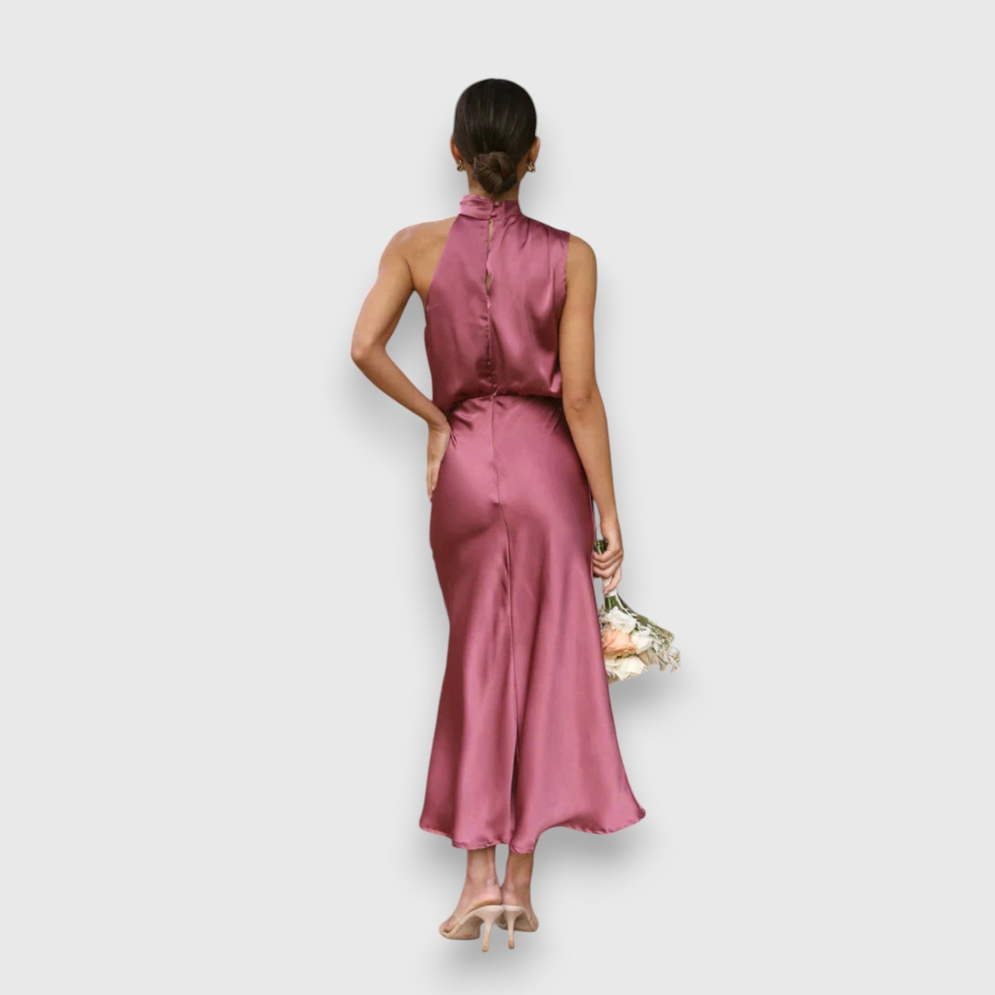 Talia | Elegant Satin Halter Dress