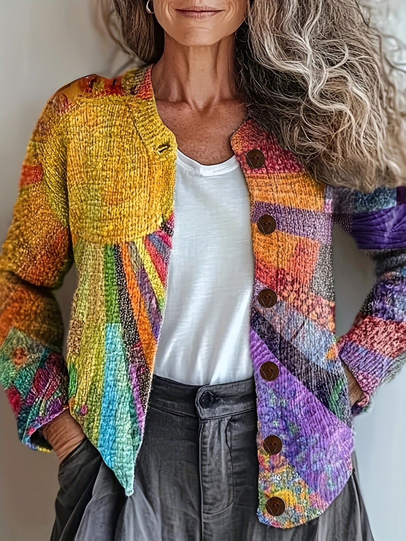 Talia | Vibrant Rainbow Floral Cardigan