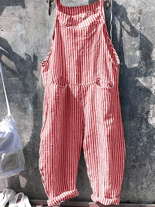 Talia | Striped Overall in Linen and Cotton