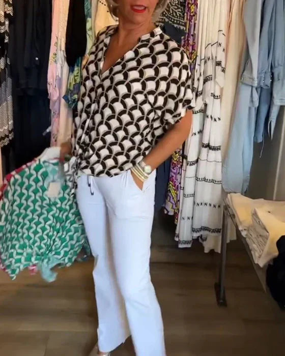 Talia | Casual Top with Print and V-Neck