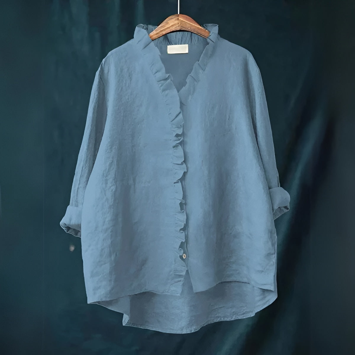 Talia | Ruffled Button-Front Linen Blouse