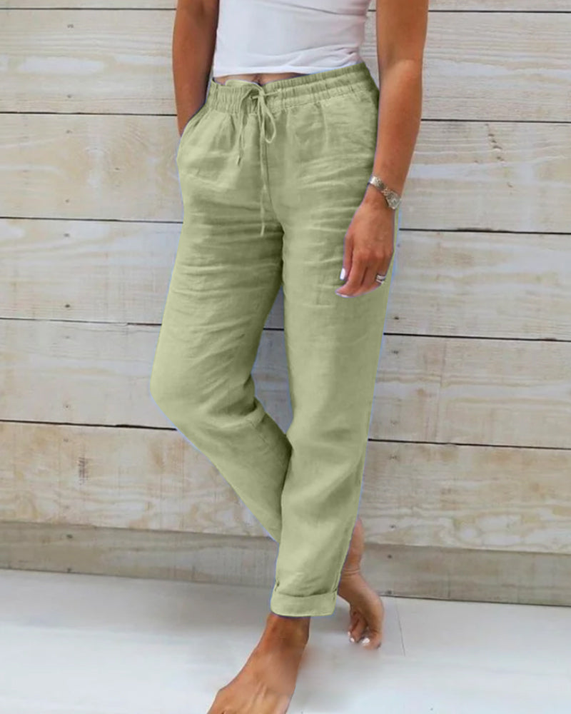 Talia | Luxe Cotton-Linen Tailored Trousers