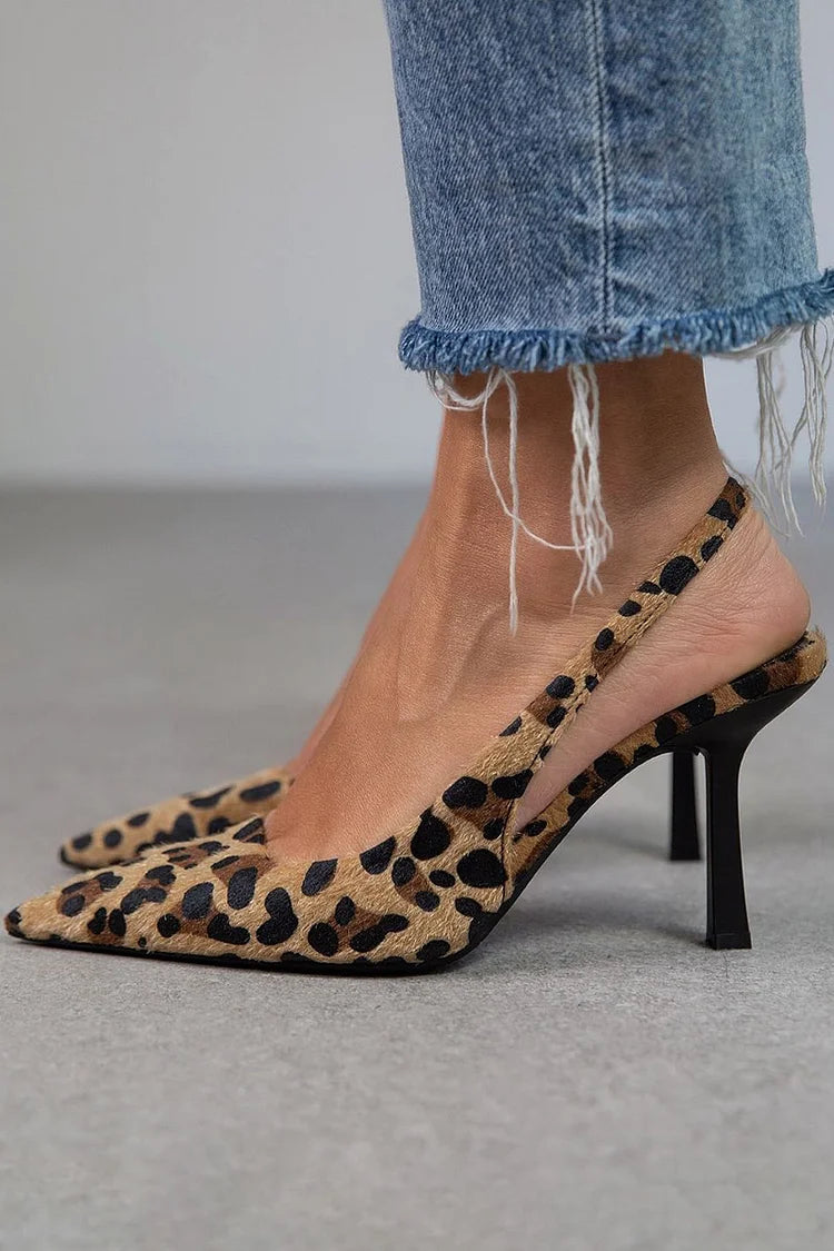 Talia | ARIONELLE LEOPARD SLINGBACK HEELS