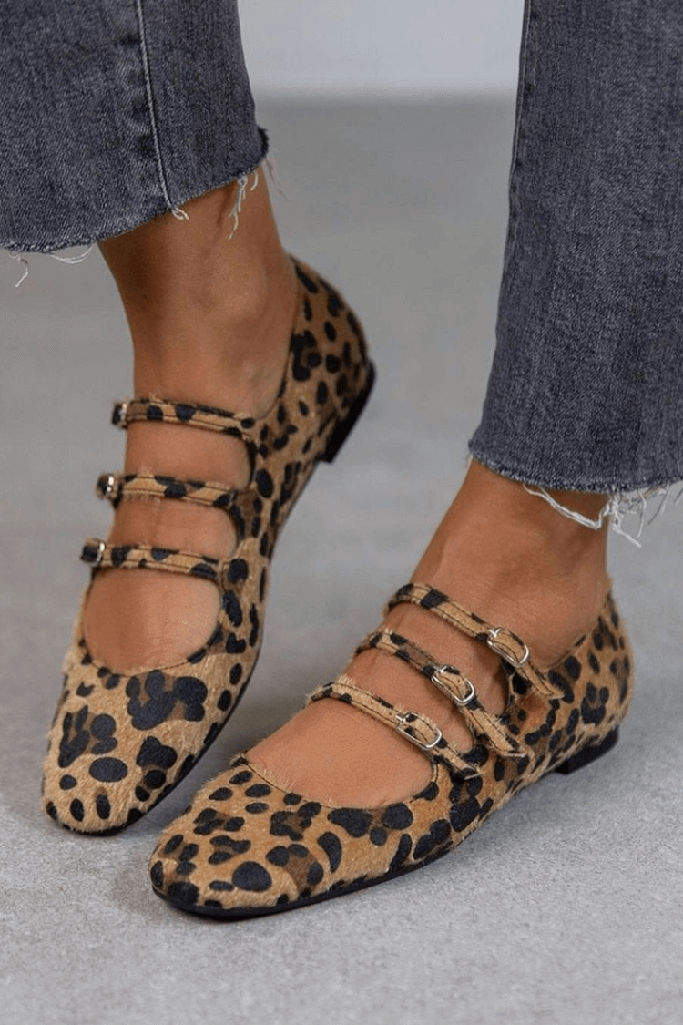 Talia | LEOPARD BUCKLE FLATS