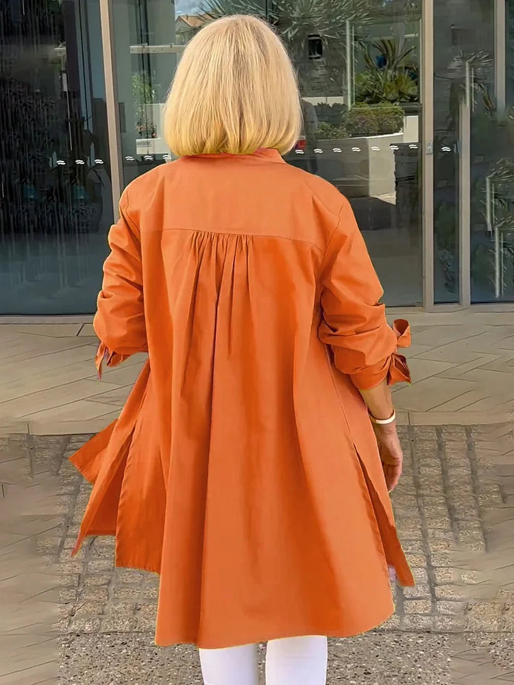 Talia | Gathered Back Cotton Shirt Jacket