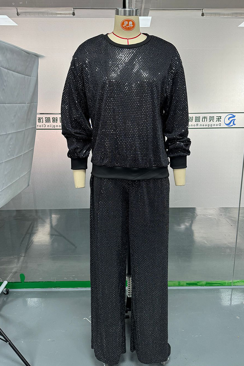 Talia | Meliora Casual Sequined O-Neck Long Sleeve Two-Piece Set