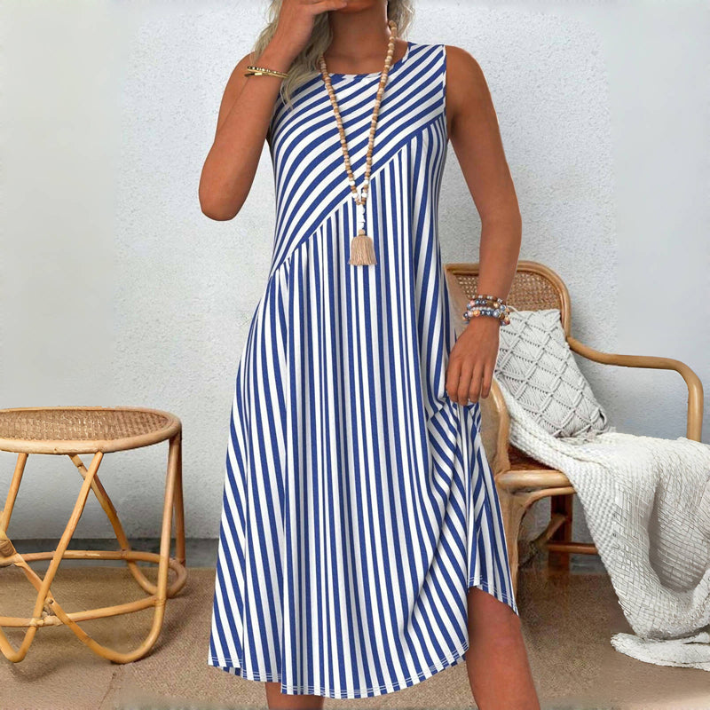 Talia | Sleeveless Striped Tummy-Covering Summer Dress