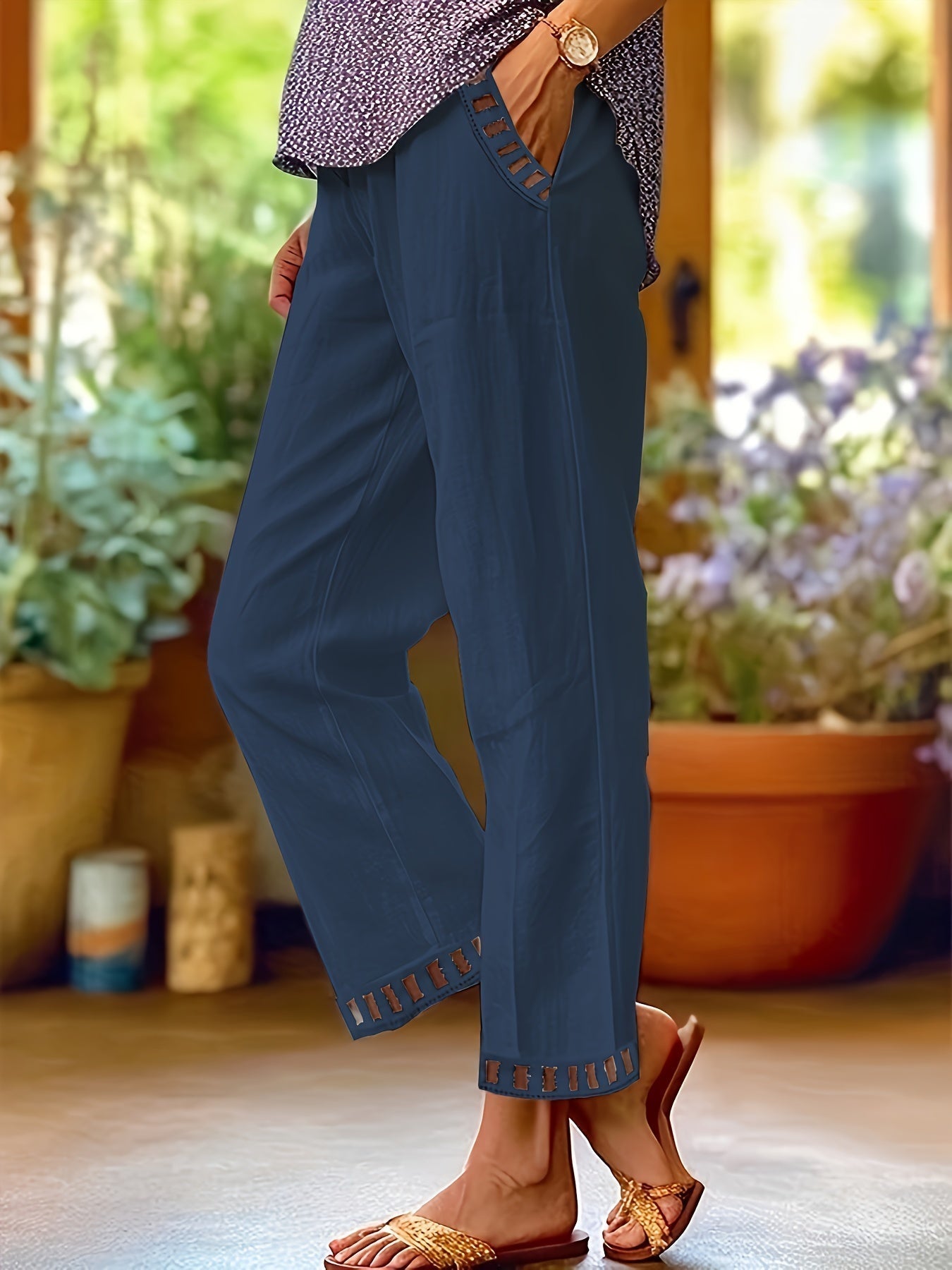 Talia | Relaxed Contrast Trim Cropped Pants