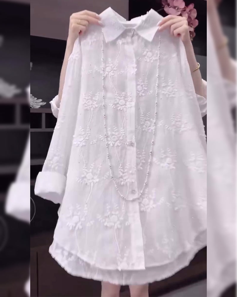 Talia | ZORYA EMBROIDERED SOLID COLOR SHIRT