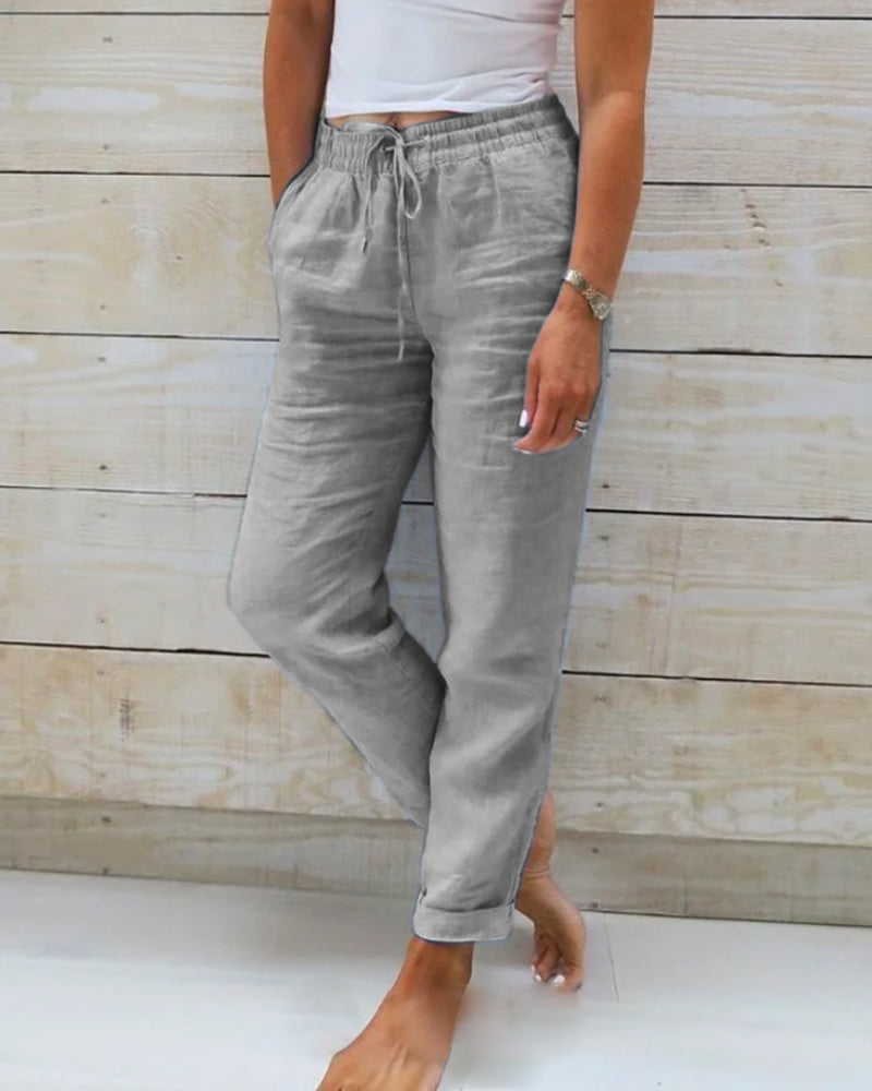 Talia | Luxe Cotton-Linen Tailored Trousers