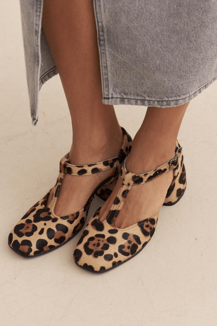 Talia | LEOPARD T-STRAP BLOCK HEELS