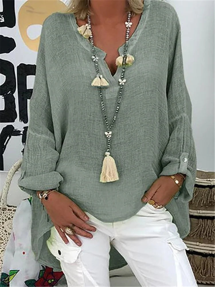 Talia | Basic Solid Long Sleeve Shirt