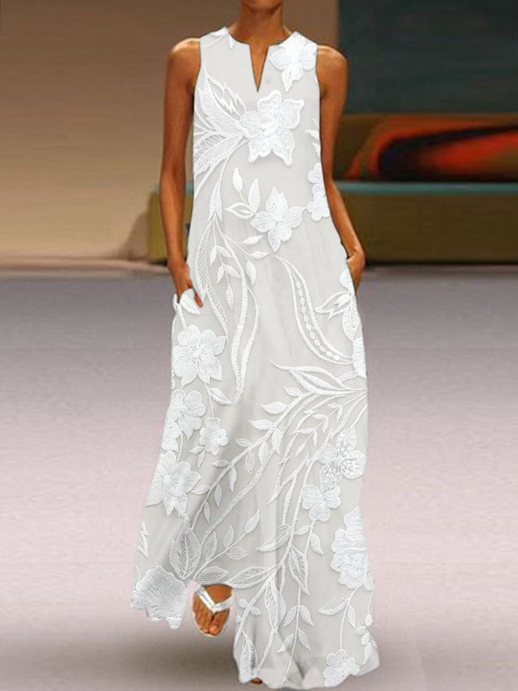 Talia | Elegant Sleeveless Luxe Printed Dress